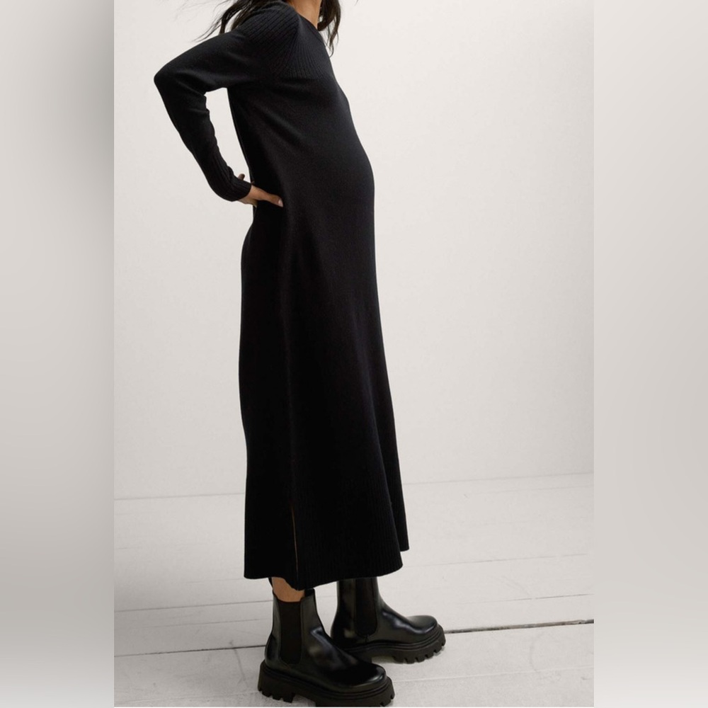 HATCH Melissa Merino Wool Black Sweater Maxi Dress size xs